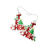 Enamel Christmas Teacher Message Dangle Earrings
