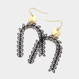 Metal Disc Sprout Cluster Colored Arch Dangle Earrings