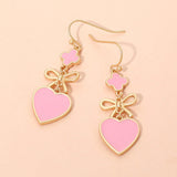 Quatrefoil Bow Heart Link Drop Earrings