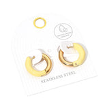 Stainless Steel Two Tone Chunky Huggie Hoop Earrings