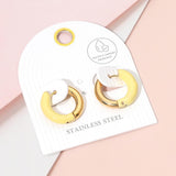 Stainless Steel Two Tone Chunky Huggie Hoop Earrings