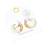Stainless Steel Two Tone Chunky Huggie Hoop Earrings