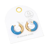 Stainless Steel Two Tone Chunky Huggie Hoop Earrings