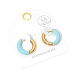 Stainless Steel Two Tone Chunky Huggie Hoop Earrings