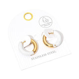 Stainless Steel Two Tone Chunky Huggie Hoop Earrings