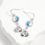 Enamel Wave Antique Metal Seashell Starfish Sand Dollar Link Dangle Earrings
