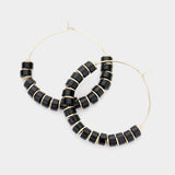 Beaded Metal Hoop Earrings