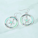 Starfish Accented Abalone Sea Glass Dangle Earrings