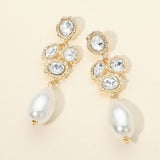 Crystal Pearl Drop Statement Earrings