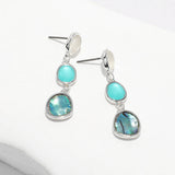 Sea Glass Cluster Link Dropdown Earrings