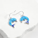 Enamel Dolphin Dangle Earrings