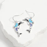 Enamel Dolphin Dangle Earrings