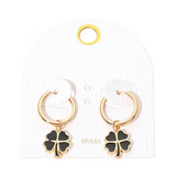 Clover Charm Drop Mini Huggie Hoop Earrings