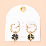 Clover Charm Drop Mini Huggie Hoop Earrings
