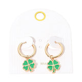 Clover Charm Drop Mini Huggie Hoop Earrings