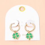Clover Charm Drop Mini Huggie Hoop Earrings