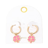 Clover Charm Drop Mini Huggie Hoop Earrings