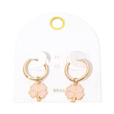 Clover Charm Drop Mini Huggie Hoop Earrings