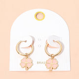 Clover Charm Drop Mini Huggie Hoop Earrings