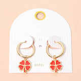 Clover Charm Drop Mini Huggie Hoop Earrings