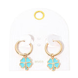 Clover Charm Drop Mini Huggie Hoop Earrings