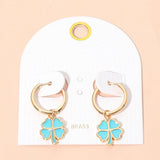 Clover Charm Drop Mini Huggie Hoop Earrings