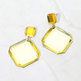 Bold Geometric Faceted Square Drop Dangle Statement Earrings