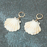 Scallop Shell Drop Huggie Earrings