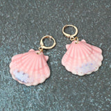 Scallop Shell Drop Huggie Earrings