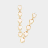 Pearl Heart Pendant Link Dropdown Earrings