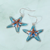 Enamel Starfish Dangle Earrings