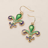 Women's Mardi Gras Fleur de Lis Dangle Earrings