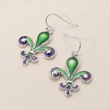 Women's Mardi Gras Fleur de Lis Dangle Earrings