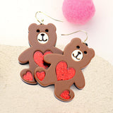 Glittered Resin Bear Dangle Earrings