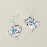 Dolphin Accent Heart Charm Drop Earrings