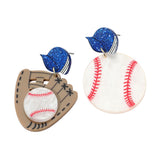 Resin Mismatch Baseball Glove Ball Dangle Earrings