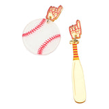 Resin Mismatch Baseball Bat Ball Dangle Earrings
