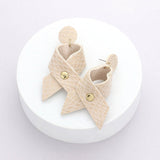 Snake Patterned Faux Leather Ribbon Dangle Earrings