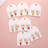 Heart Stone Dangle Huggie Hoop Earrings