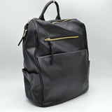 Structured Multi-Pocket Backpack with Metallic Zippers