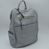 Structured Multi-Pocket Backpack with Metallic Zippers