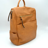 Structured Multi-Pocket Backpack with Metallic Zippers