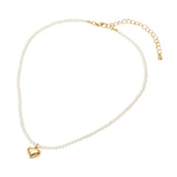 Dainty Heart Pendant Pearl Beaded Chain Necklace