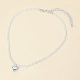 Dainty Heart Pendant Pearl Beaded Chain Necklace