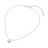 Dainty Heart Pendant Pearl Beaded Chain Necklace