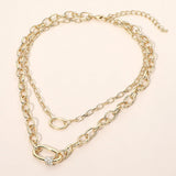 CZ Pave Carabiner Pendant Accent Chunky Layered Chain Necklace