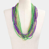 12PCS - Assorted Color Mardi Gras Beaded Necklaces