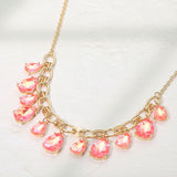Cushion Teardrop Cluster Drop Station Necklace