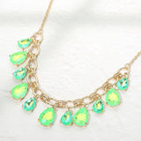 Cushion Teardrop Cluster Drop Station Necklace