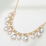 Cushion Teardrop Cluster Drop Station Necklace